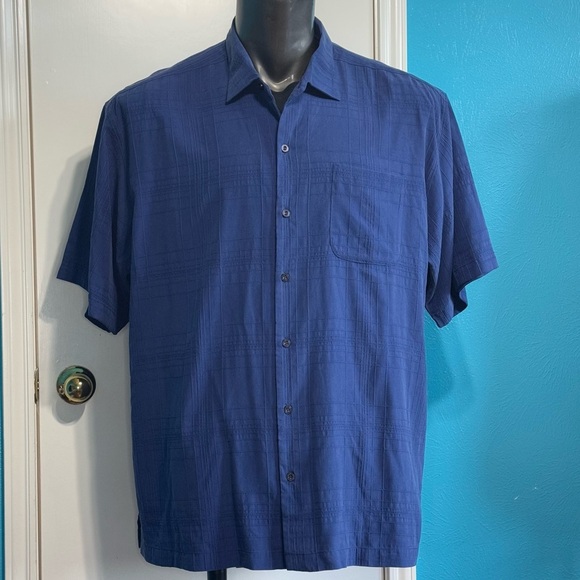 Tommy Bahama Other - Tommy Bahama Indigo Short Sleeve button down Shirt 100% Silk XL